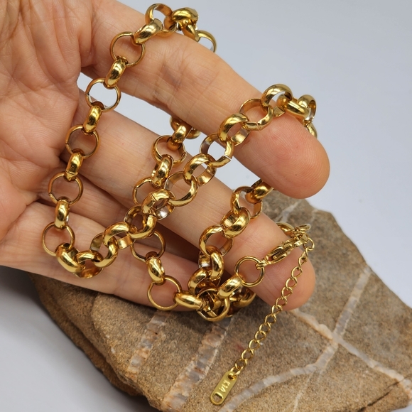 cult gaia 14 kt Gold plated Chain/Necklace Chunky Large Link - Picture 4 of 12